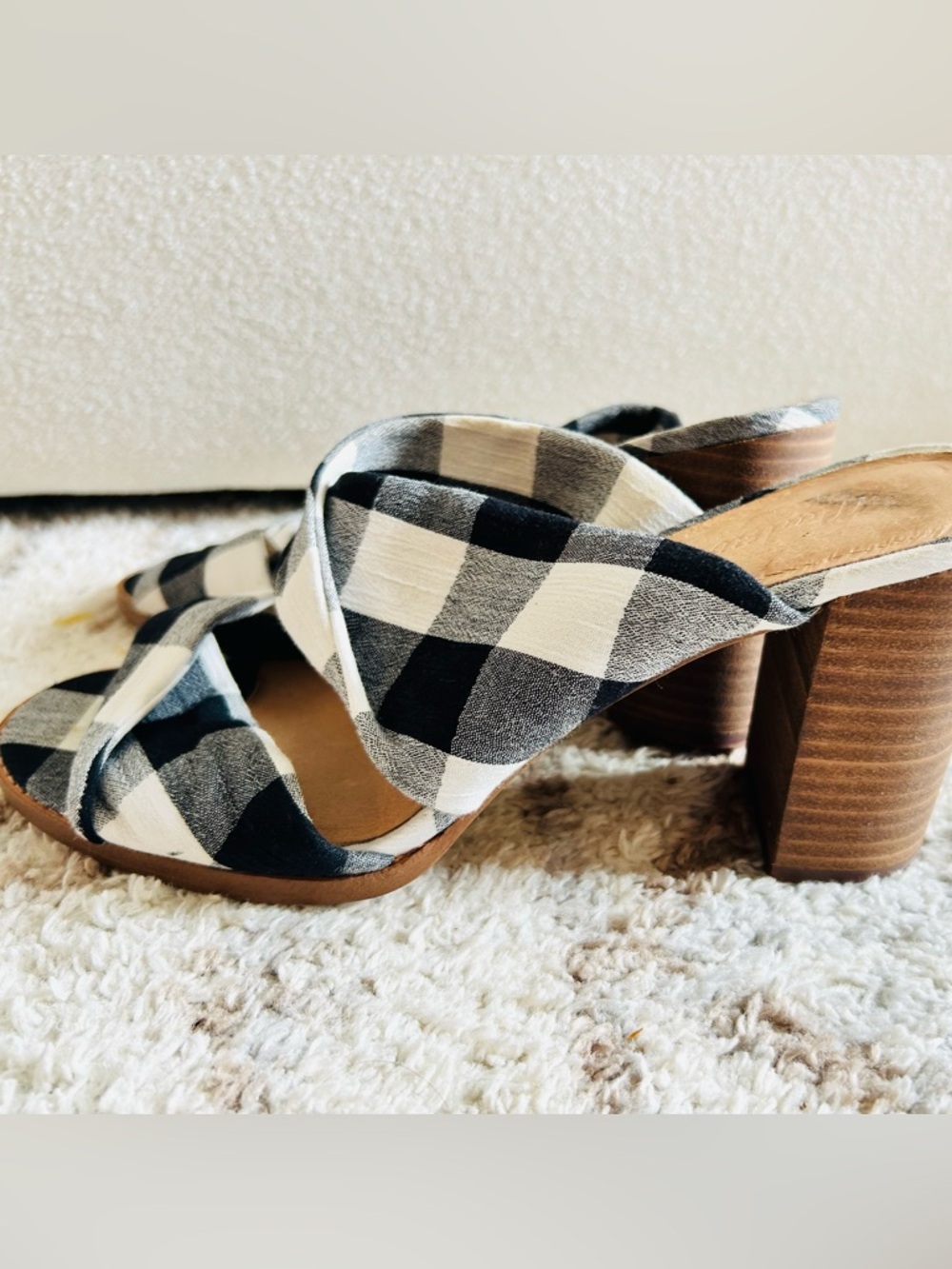 Madewell Alexandria Black & White Gingham Block Heel Sandals